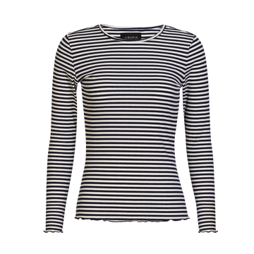 Liberté - Natalia LS Round Neck Blouse, 9914 - Navy Creme Gold Stripe