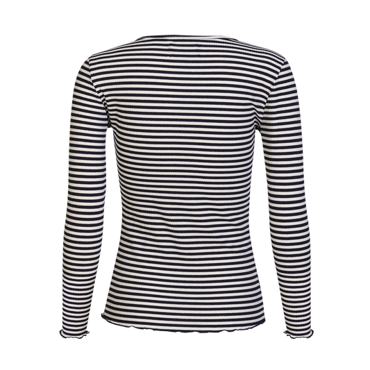 Liberté - Natalia LS Round Neck Blouse, 9914 - Navy Creme Gold Stripe