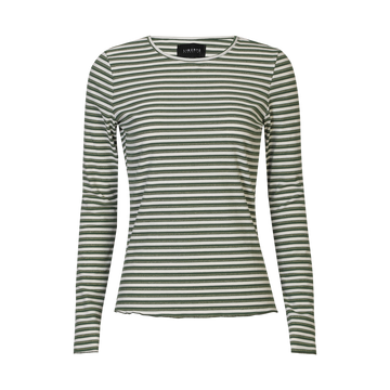 Liberté - Natalia LS Round Neck Blouse, 9914 - Army Creme Gold Stripe