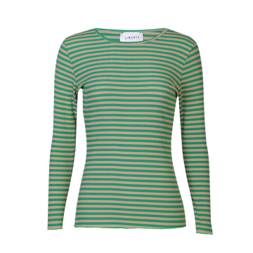 Liberté - Natalia LS Round Neck Blouse, 9914 - Bottlegreen Sand Stripe