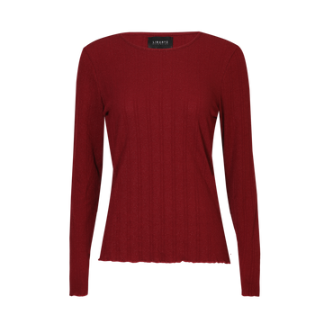 Liberté - Natalia LS Round Neck Blouse, 9914 - Dark Red Lurex