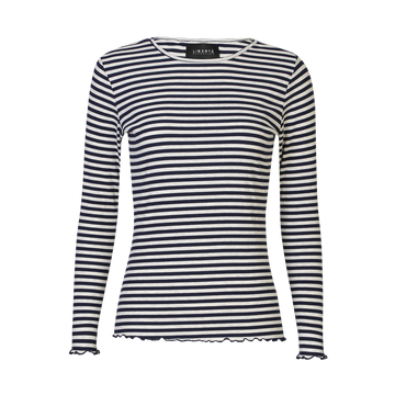 Liberté - Natalia LS Round Neck Blouse, 9914 - Navy Grey Mel. Stripe