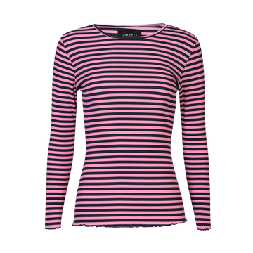 Liberté - Natalia LS Round Neck Blouse, 9914 - Navy Pink Stripe