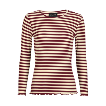 Liberté - Natalia LS Round Neck Blouse, 9914 - Plum Creme Stripe