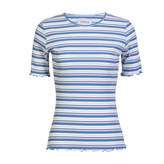 Liberté - Natalia SS Blouse, 9971 - Blue White Rose Stripe
