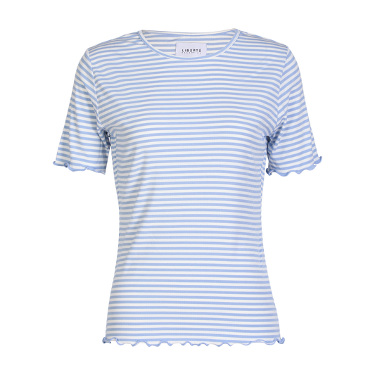 Liberté - Natalia SS Blouse, 9971 - Light Blue White Stripe