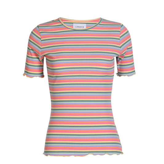 Liberté - Natalia SS Blouse, 9971 - Multi Orange Pink Stripe