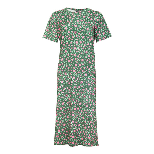 Liberté - Alma T-shirt Dress SS, 9562 - Green Pink Flowers