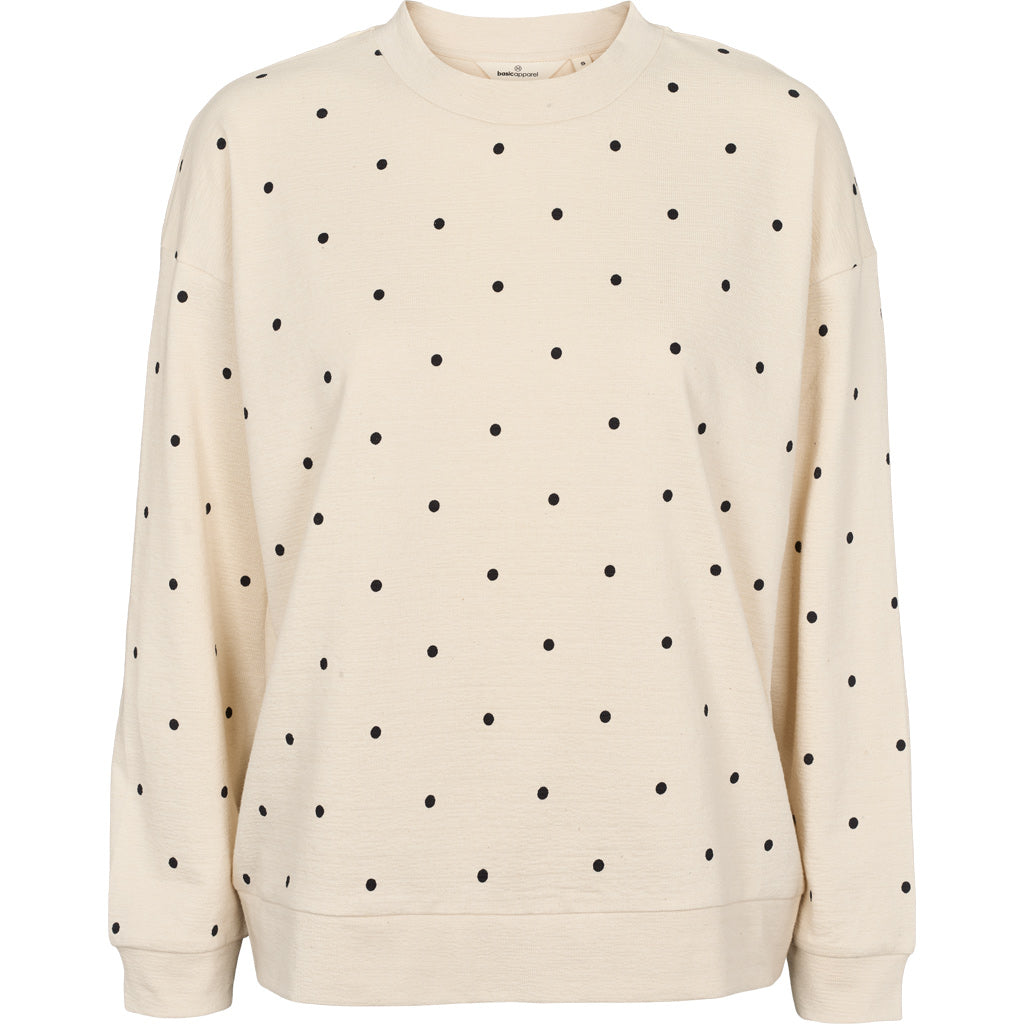 Basic Apparel - Anneli Oversized LS Sweat - Birch / Black Dot