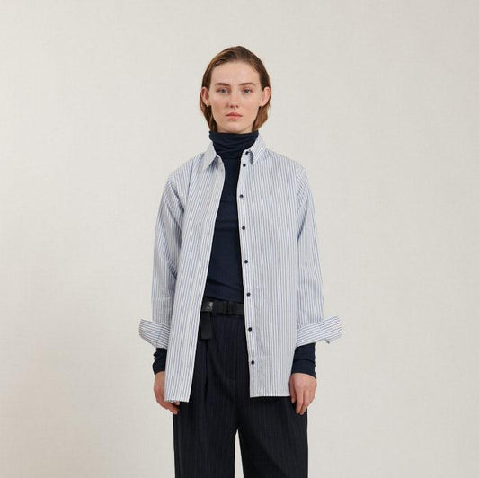 Basic Apparel - Lula Oversized Shirt - Bright White / Asleigh Blue / Sky Captain