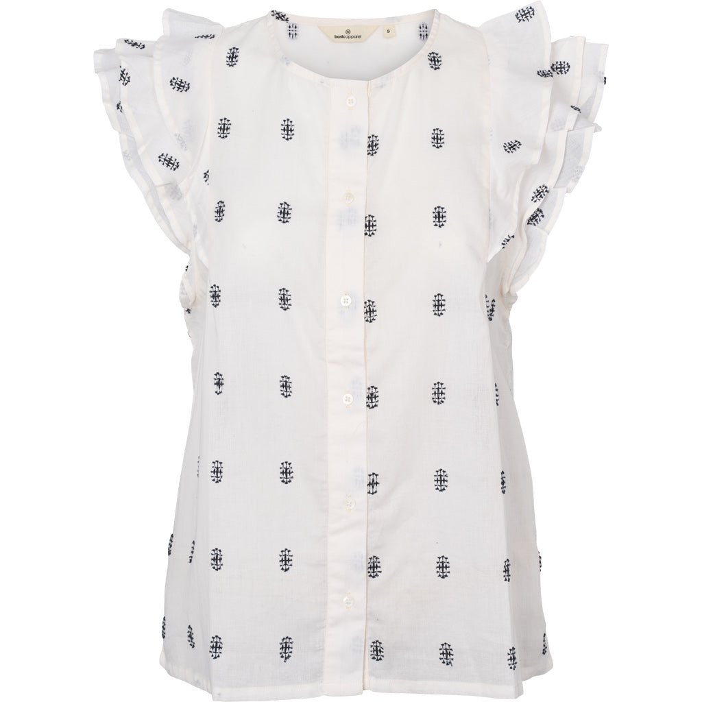 Basic Apparel - Ada SL Shirt - Whisper White / Sky Captain