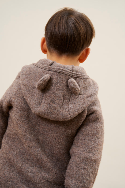 HUTTEliHUT - Jacket Ears Wool Fleece, 6521 - Brown Melange