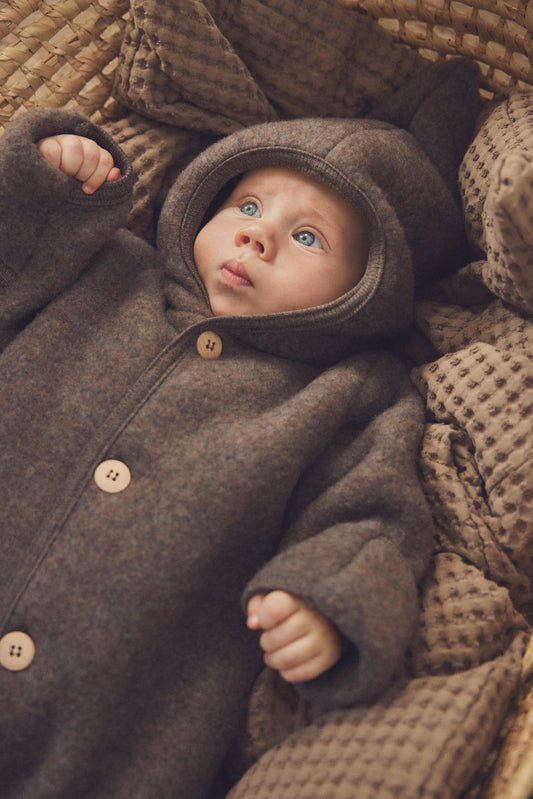 HUTTEliHUT - Pram Suit Pixie Wool Fleece, 480991 - Brown Melange