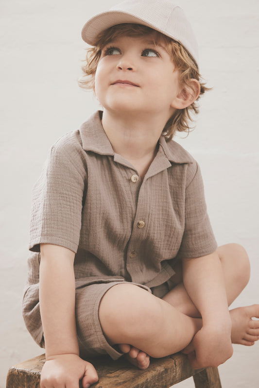 HUTTEliHUT - Shirt SS Muslin, 480896 - Moon Rock