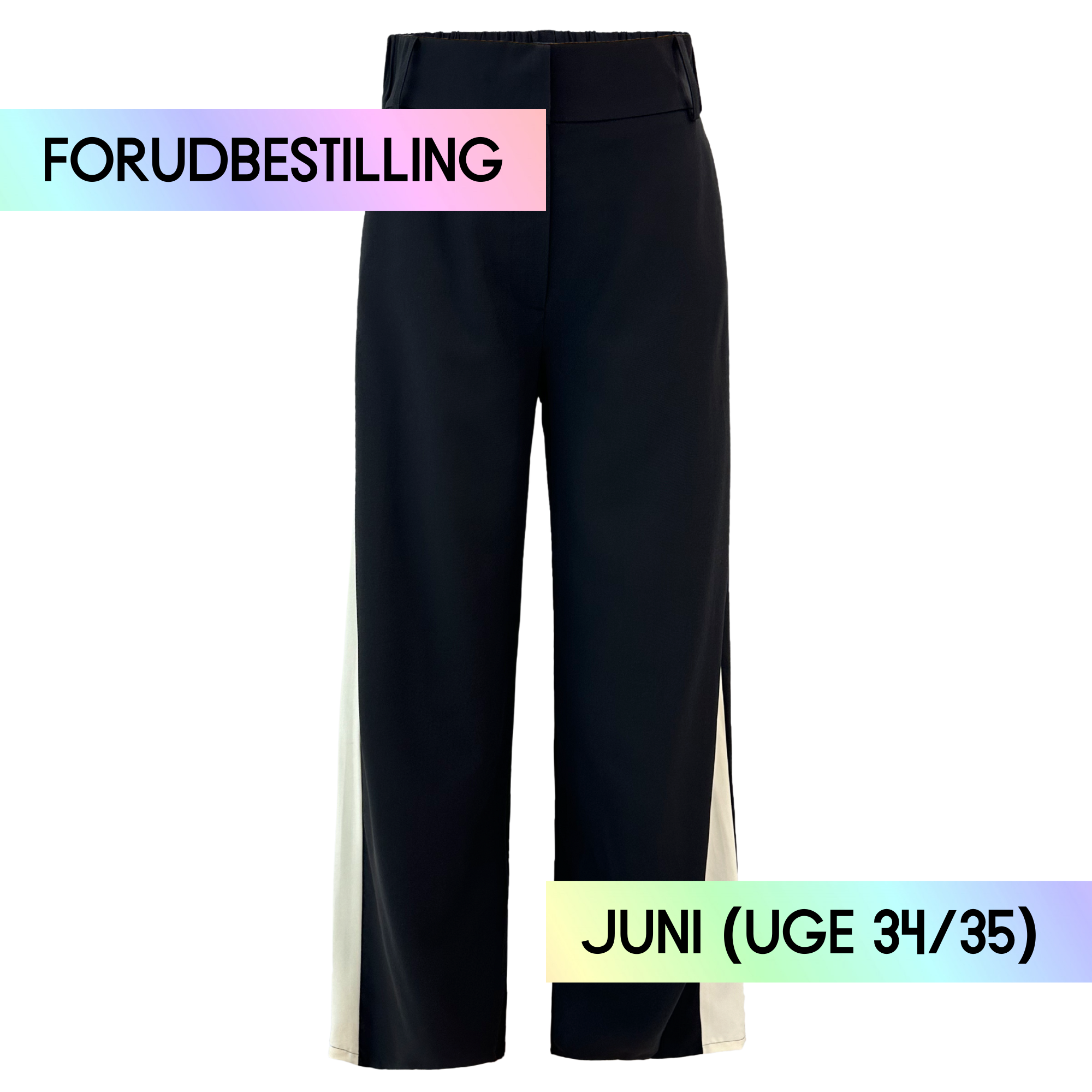 FORUDBESTILLING // Liberté - Frede Wide Panel Pants, 22256 - Black Offwhite (Levering ca. uge 34/35)