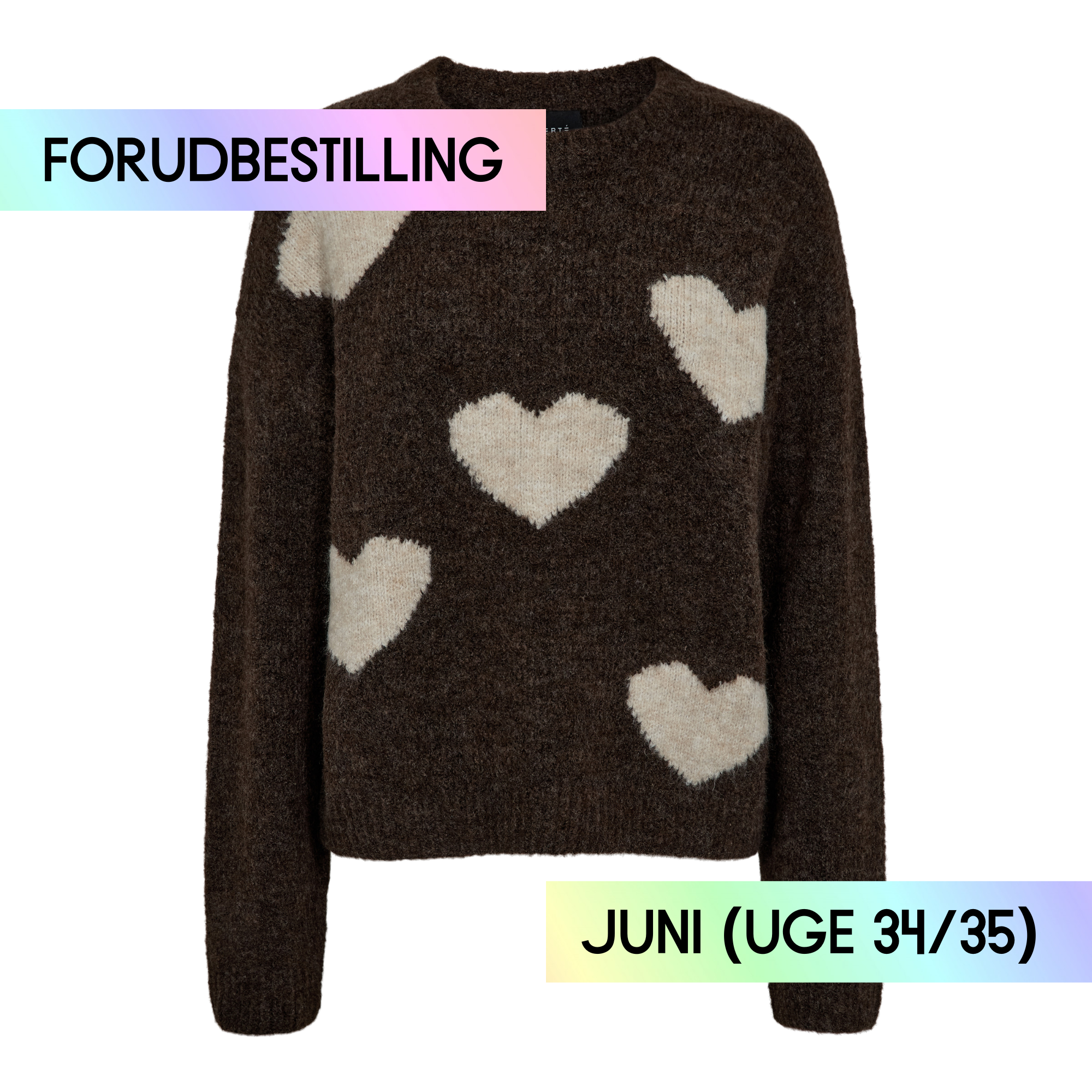 FORUDBESTILLING // Liberté - Fro Heart Pullover, 22259 - Chocolate Ivory Heart (Levering ca. uge 34/35)