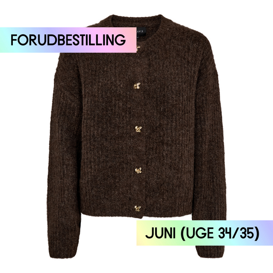 FORUDBESTILLING // Liberté - Fro O-Neck Cardigan, 22260 - Chocolate (Levering ca. uge 34/35)