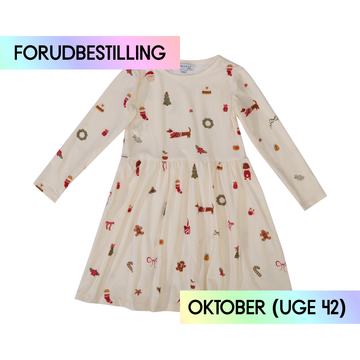 FORUDBESTILLING // Liberté - Alma KIDS LS Babydoll Dress, 9658 - Dog Creme (Forventet levering uge 42)