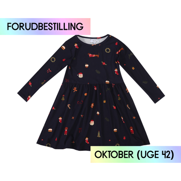 FORUDBESTILLING // Liberté - Alma KIDS LS Babydoll Dress, 9658 - Dog Navy (Forventet levering uge 42)