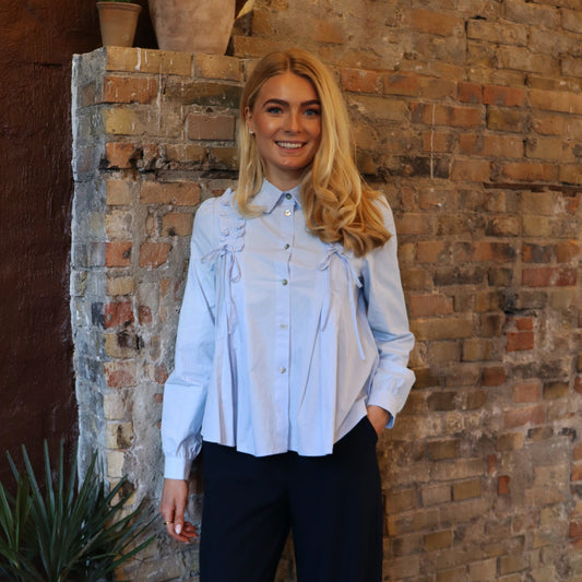 Liberté - Fie LS Frill Shirt, 22308 - Light Blue