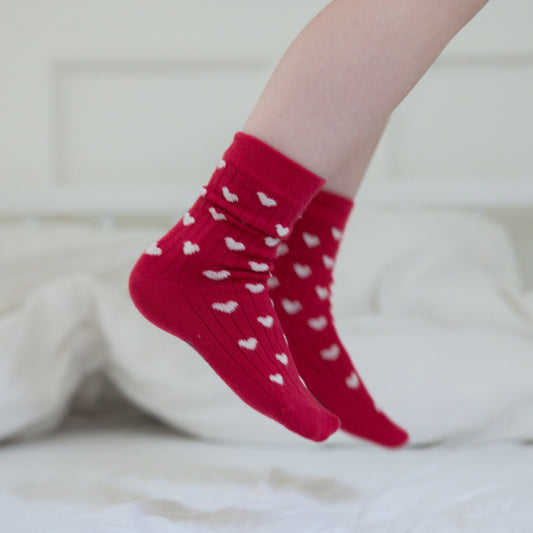 MiniPop - Bamboo Heart Socks, MP35 - Chili Pepper/Off White