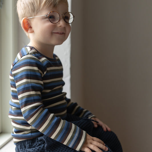 Petit Piao - T-shirt LS Modal Multi Striped, PP334 - True Navy Multi Stripe