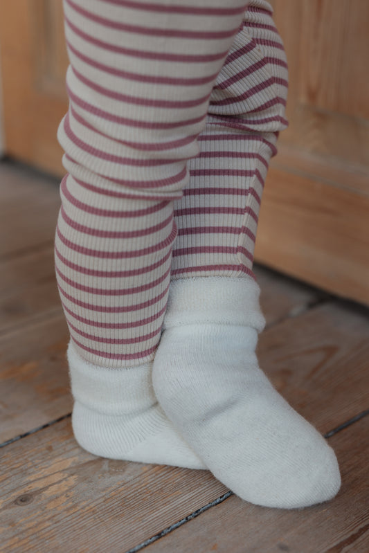 Petit Piao - Legging Modal Striped, PP302 - Nostalgic Rose / Offwhite