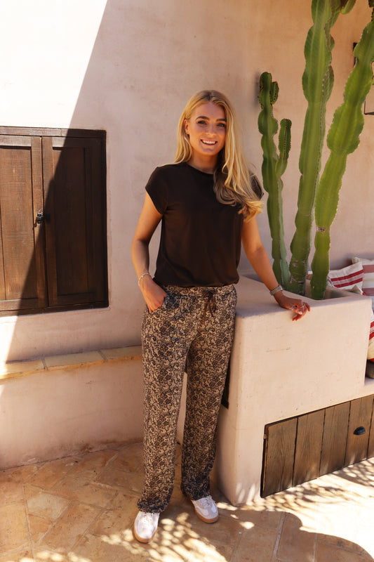 Liberté - Alma Wide Pants, 9564 - Mocca Brown Lace