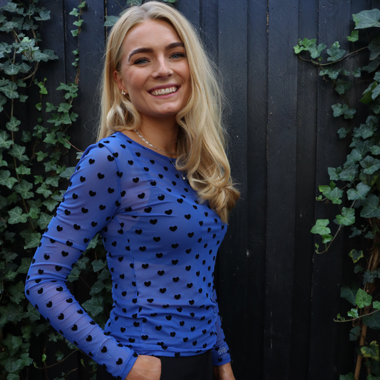 Liberté - Mesh LS T-Shirt, 22065 - Electric Blue Black Flock Heart