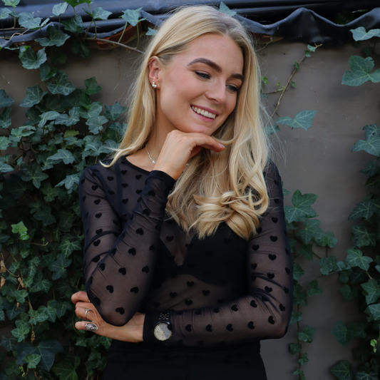 Liberté - Mesh LS T-Shirt, 22065 - Black Flock Heart