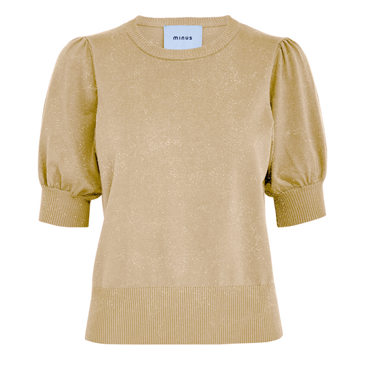 Minus - Liva Puff Sleeve Metallic Knit Pullover, MI5705 - Medal Gold Metallic