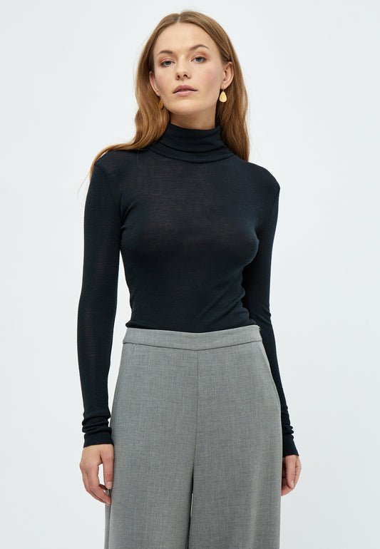 Minus - Cally Roll Neck LS Top, MI5710 - Black