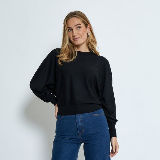 Minus - Dana Bat Sleeve Knit Pullover, MI6280 - Black