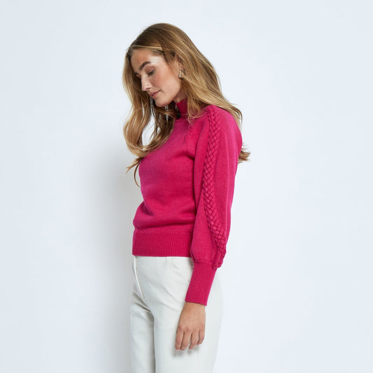 Minus - Vera High Neck Knit Pullover, MI6293 - Magenta