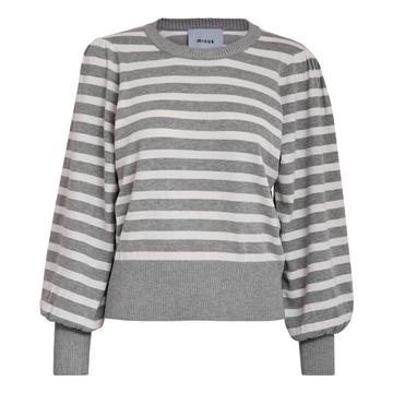 Minus - Liva LS Pullover, MI6395 - Light Grey Striped