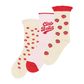 MiniPop - Mary Bamboo Socks 3-Pack, MP0018 - Cherry Tomato