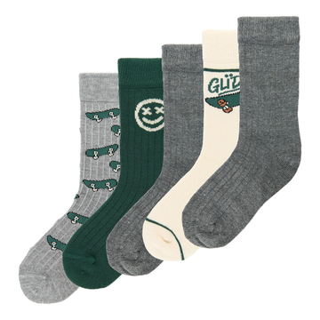 MiniPop - Morgan Bamboo Socks 5-pack, MP0062 - Grey Melange