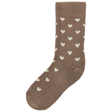 MiniPop - Bamboo Heart Socks, MP35 - Chocolade Brown/Off White