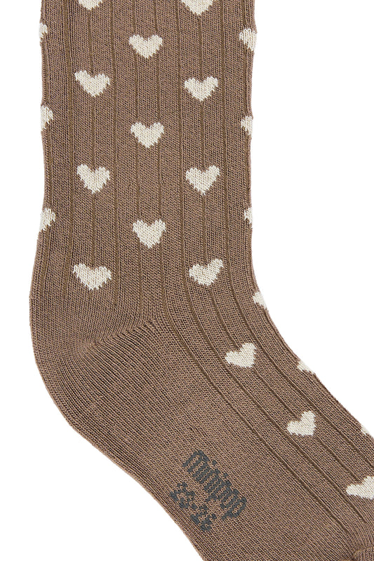 MiniPop - Bamboo Heart Socks, MP35 - Chocolade Brown/Off White