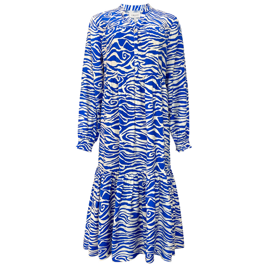 Liberté - Mag LS V-Neck Dress, 22053 - Cobolt Zebra