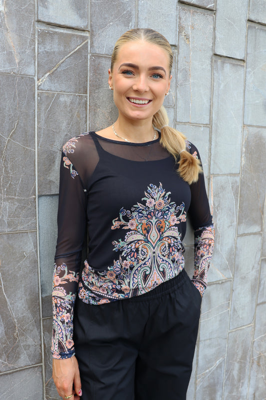 Liberté - Mesh LS T-Shirt, 22065 - Black Paisley