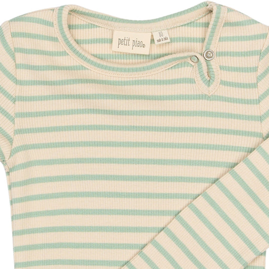 Petit Piao - Sky LS Body, PP0052 - Frosty Green Striped