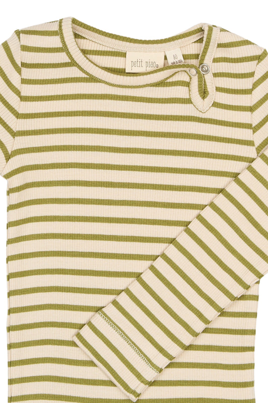 Petit Piao - Sky LS Body, PP0052 - Mosstone Striped