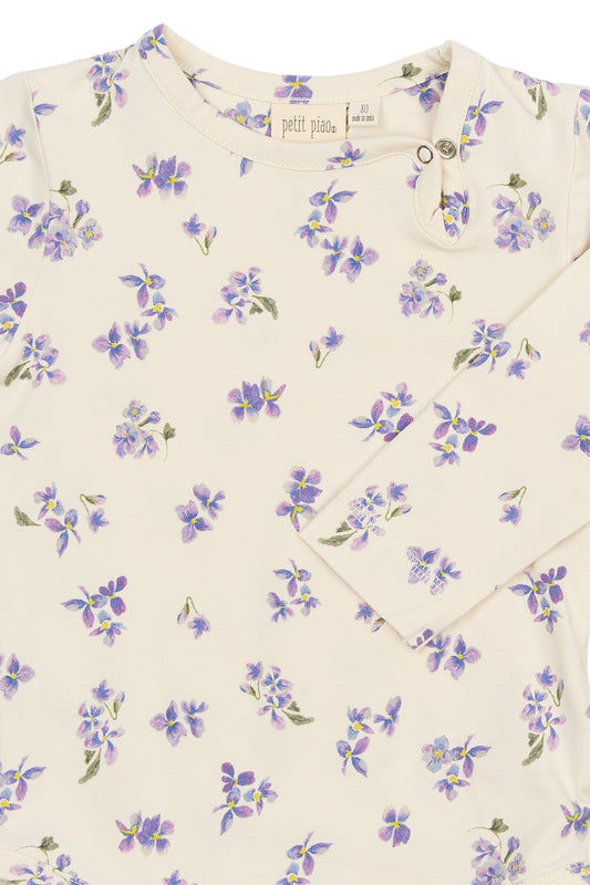 Petit Piao - Star LS Body, PP0059 - Eggnog Viola AOP