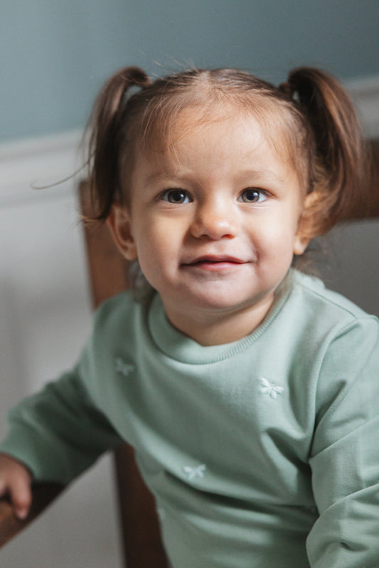 Petit Piao - Elis Sweatshirt, PP0092 - Frosty Green Butterfly EMB