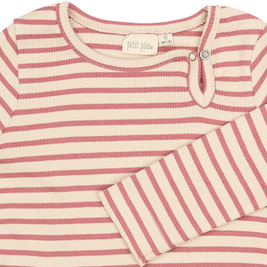 Petit Piao - Sky LS Dress, PP0130 - Dusty Rose Striped