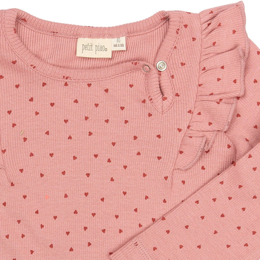 Petit Piao - Sonja LS Dress, PP0143 - Dusty Rose Heart AOP