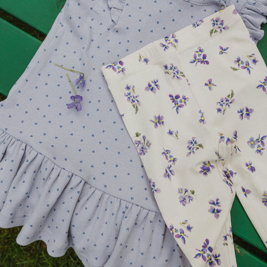 Petit Piao - Star Leggings, PP0063 - Eggnog Viola AOP