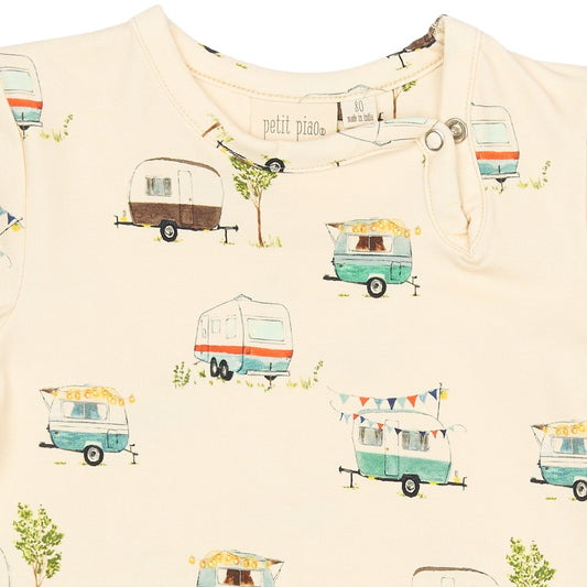 Petit Piao - Sun SS Body, PP0186 - Eggnog Camper AOP