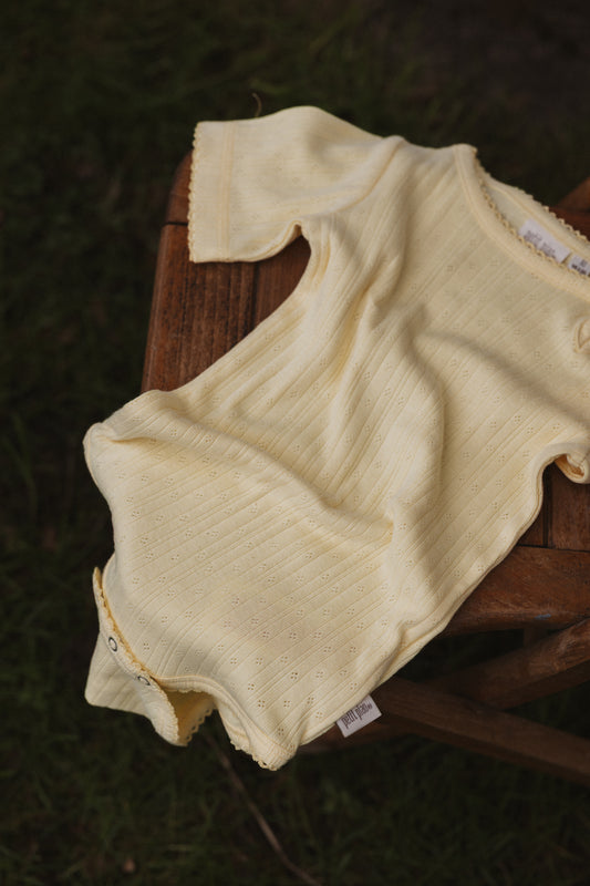 Petit Piao - Suze SS Pointelle Body, PP0199 - Mellow Yellow